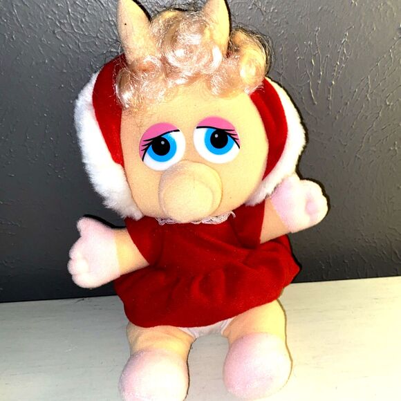VINTAGE 1987 MUPPET BABY MISS PIGGY PLUSH 10" STUFFED ANIMAL JIM HENSON - Picture 1 of 6